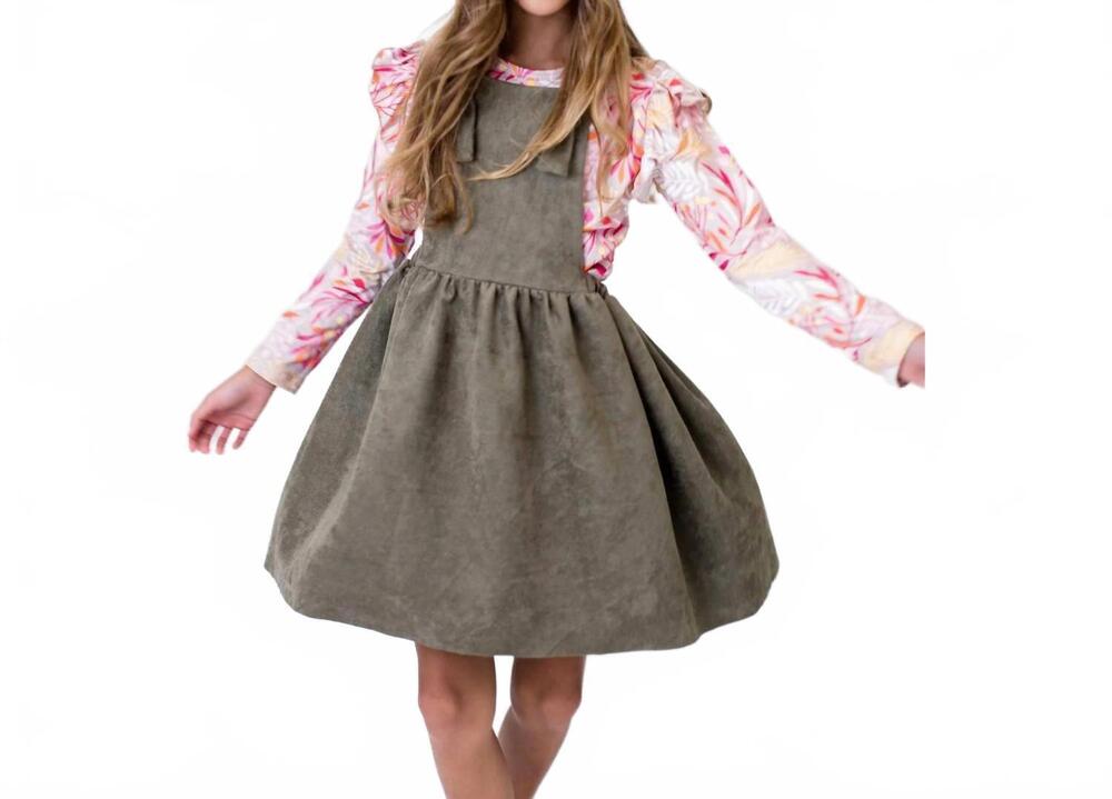 NEW MILA & ROSE corduroy pinafore dress in olive